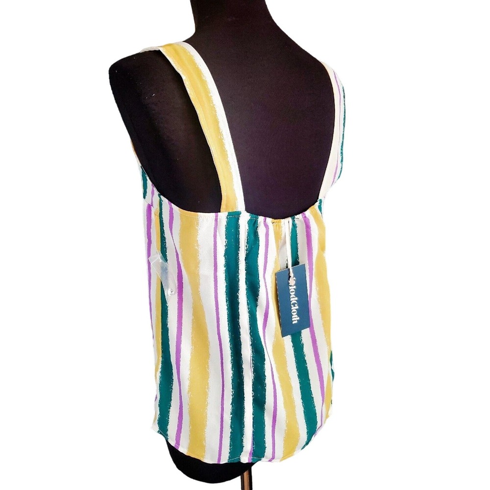 Modcloth One Affogato Button Up Top Wide Tank Straps XS - Picture 5 of 7